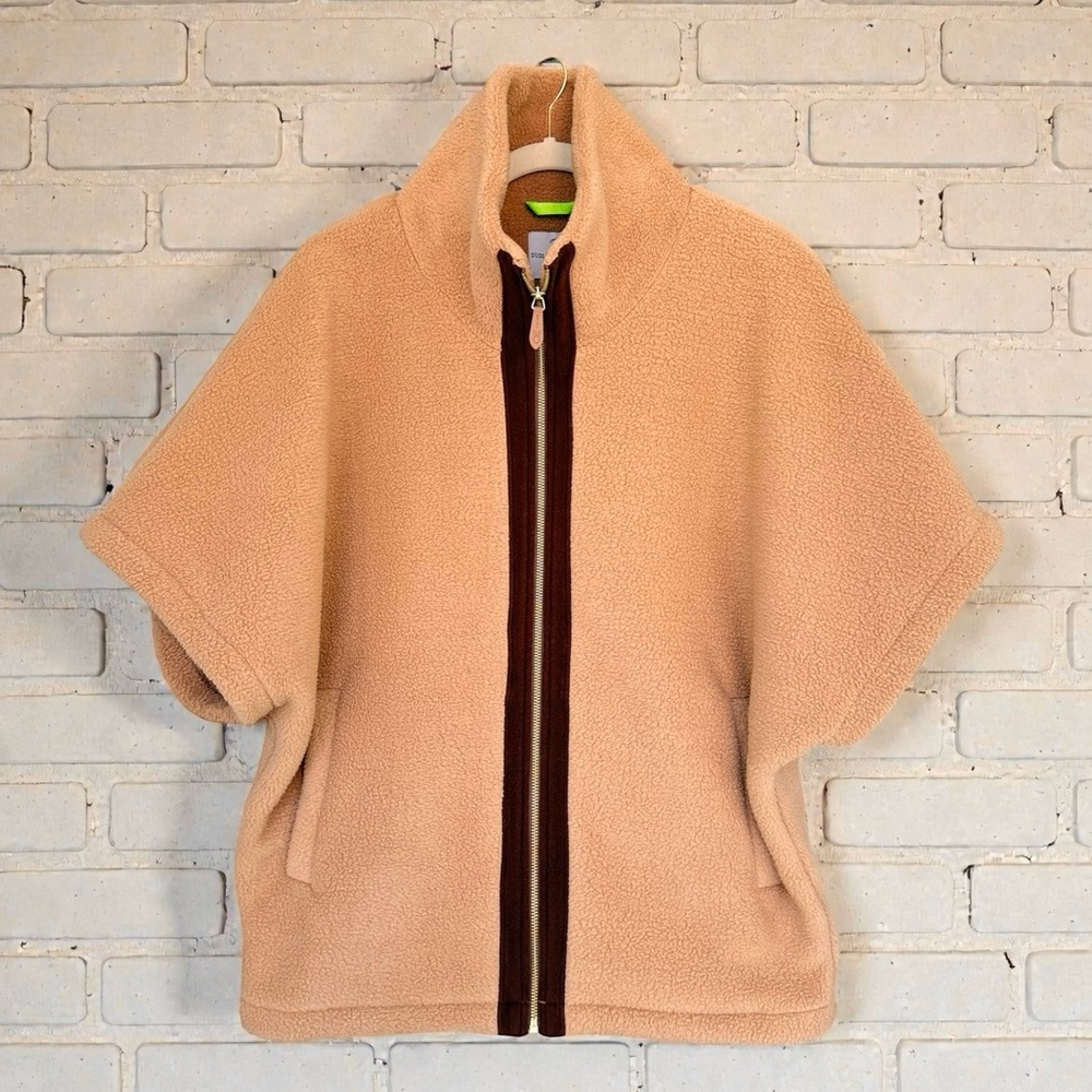 0627 Dudley Stephens Arlington Poncho Camel Sherpa Fleece XS Small NWT - Picture 5 of 6